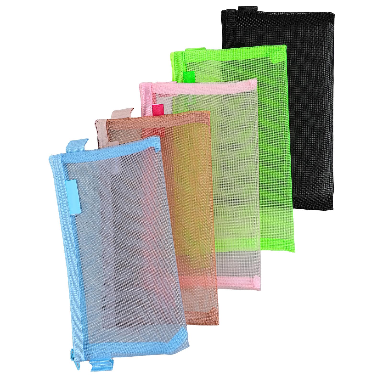 6PCS Nylon Mesh Zipper Cosmetic Bags Mesh Pencil Case Travel Organizers Makeup Pouch Travel Bags for Toiletries Pencil Case Bulk Multipurpose Transparent Nylon Zip for Daily Toiletries Office Supplies