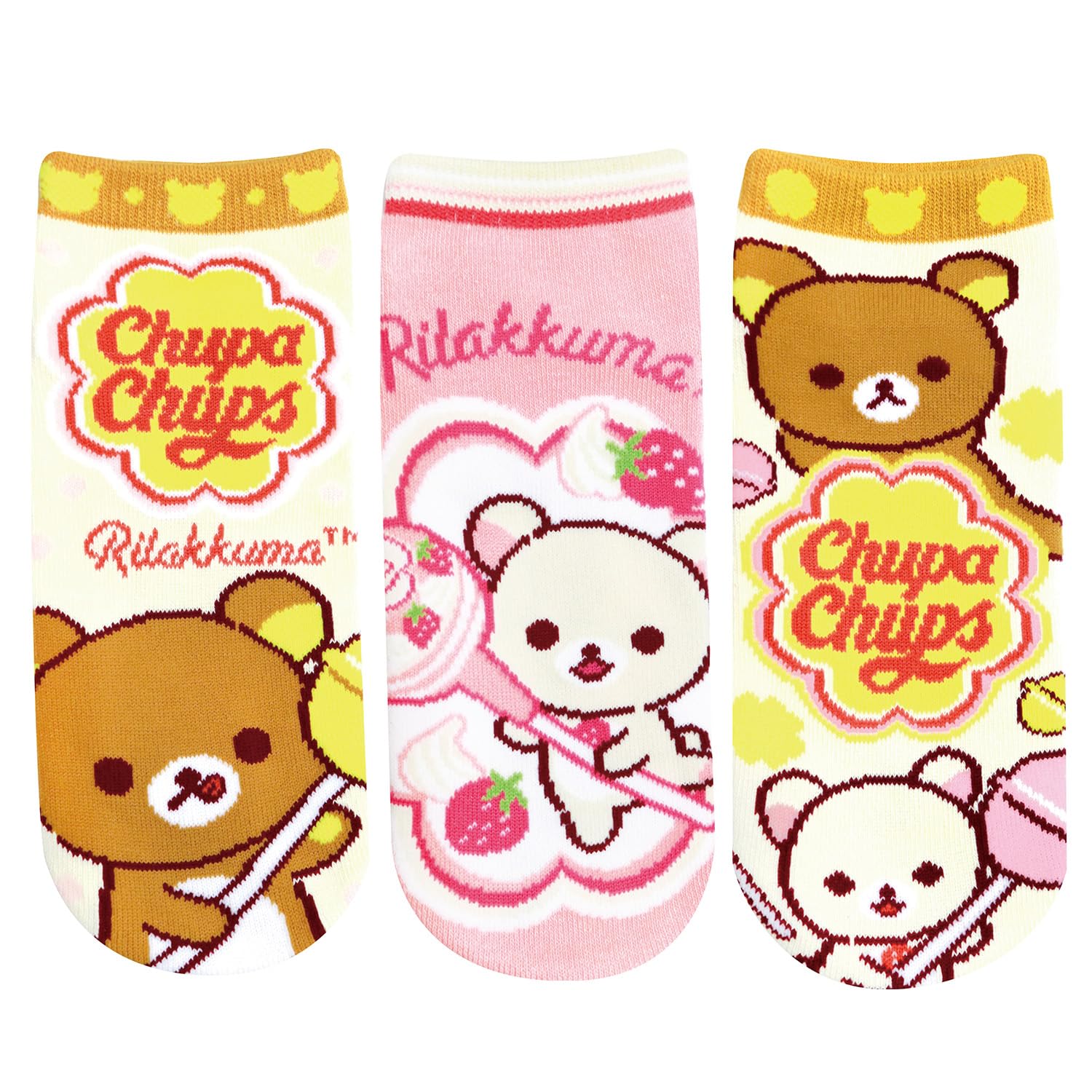 Amazon.co.jp: ソックス3足セット リラックマ×チュッパチャプス ドット