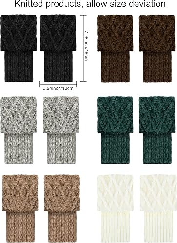 Miniatura 3 de SATINIOR 6 pares de calcetines para botas de invierno para mujer, calcetines de punto trenzado, calcetines cortos de punto para botas, calentadores