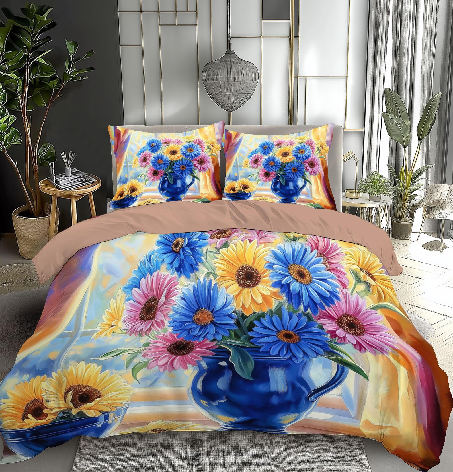 Housse de couette 200x200 anti-plis en microfibre pour un lit impeccable sans repassage