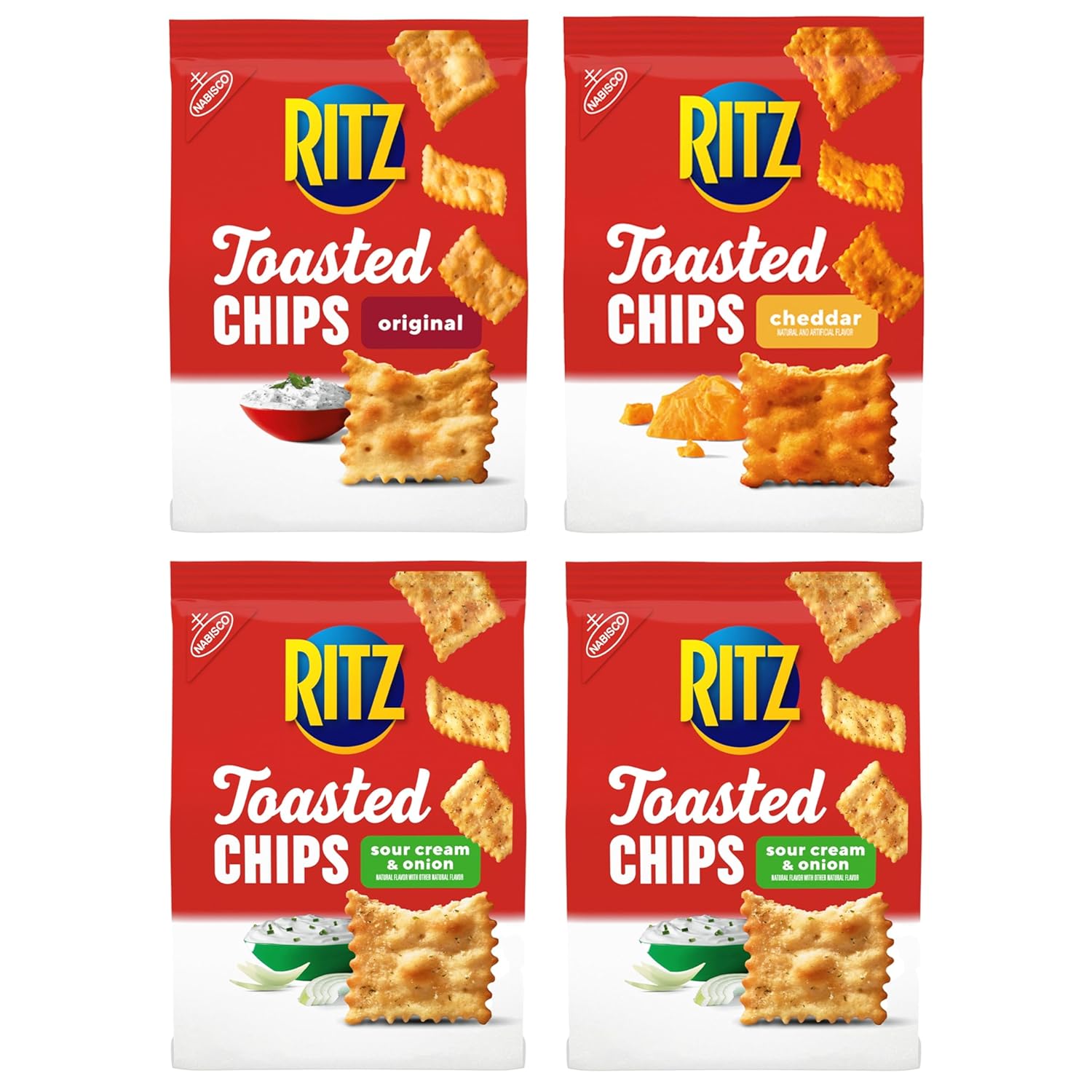 (BBD:11/15/24) RITZ Toasted Chips Variety Pack with Cheddar, Sour Cream and Onion, and Original Crackers