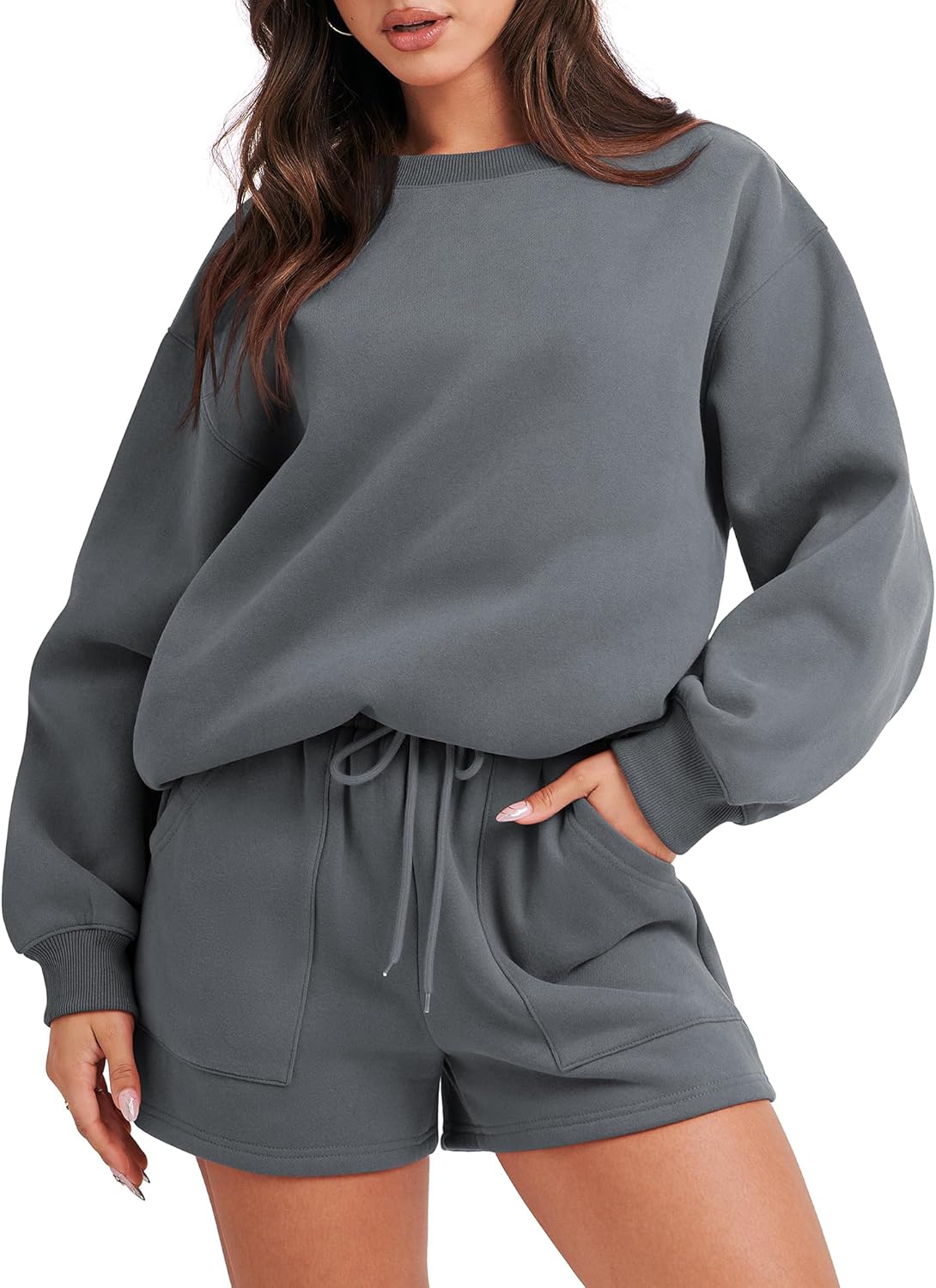ANRABESS Women 2-Piece Lounge Set Sweat Shorts
