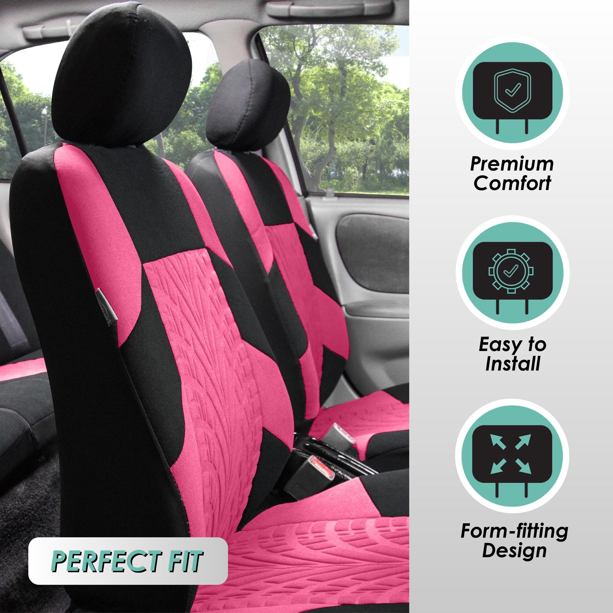 Set Coprisedili Auto FH Group Universali - Tessuto Di Alta Qualità, Lavabili, Compatibili Airbag