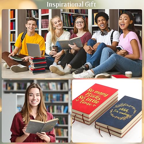 Miniatura 5 de Fulmoon 10 piezas de regalos para amantes de los libros, 5 cuadernos inspiradores, diario con 5 bolígrafos, regalo vintage a granel para amantes de