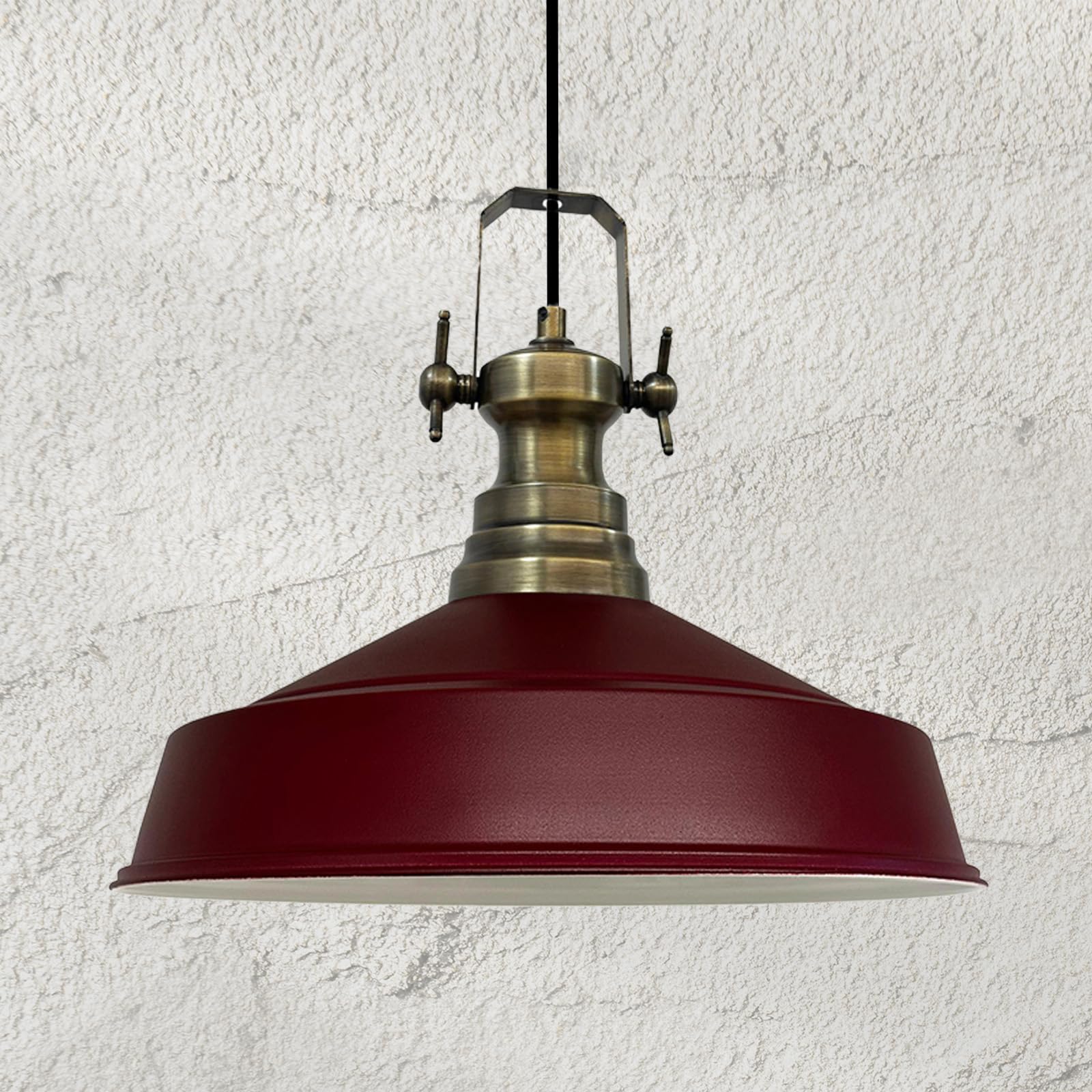 Bamyum Burgundy Asletl Hanging Lamp Industrial Pendant Light, 40 Cm Lamp Shades, Modern Metal Kitchen Island Lights, E27 Pendant Lamp For Living Room And Dining Room, Pendant Light