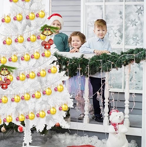 Miniatura 9 de Ouneed Árbol de Navidad 2022 árbol de Navidad artificial blanco árbol completo de 7 pies con soporte de metal