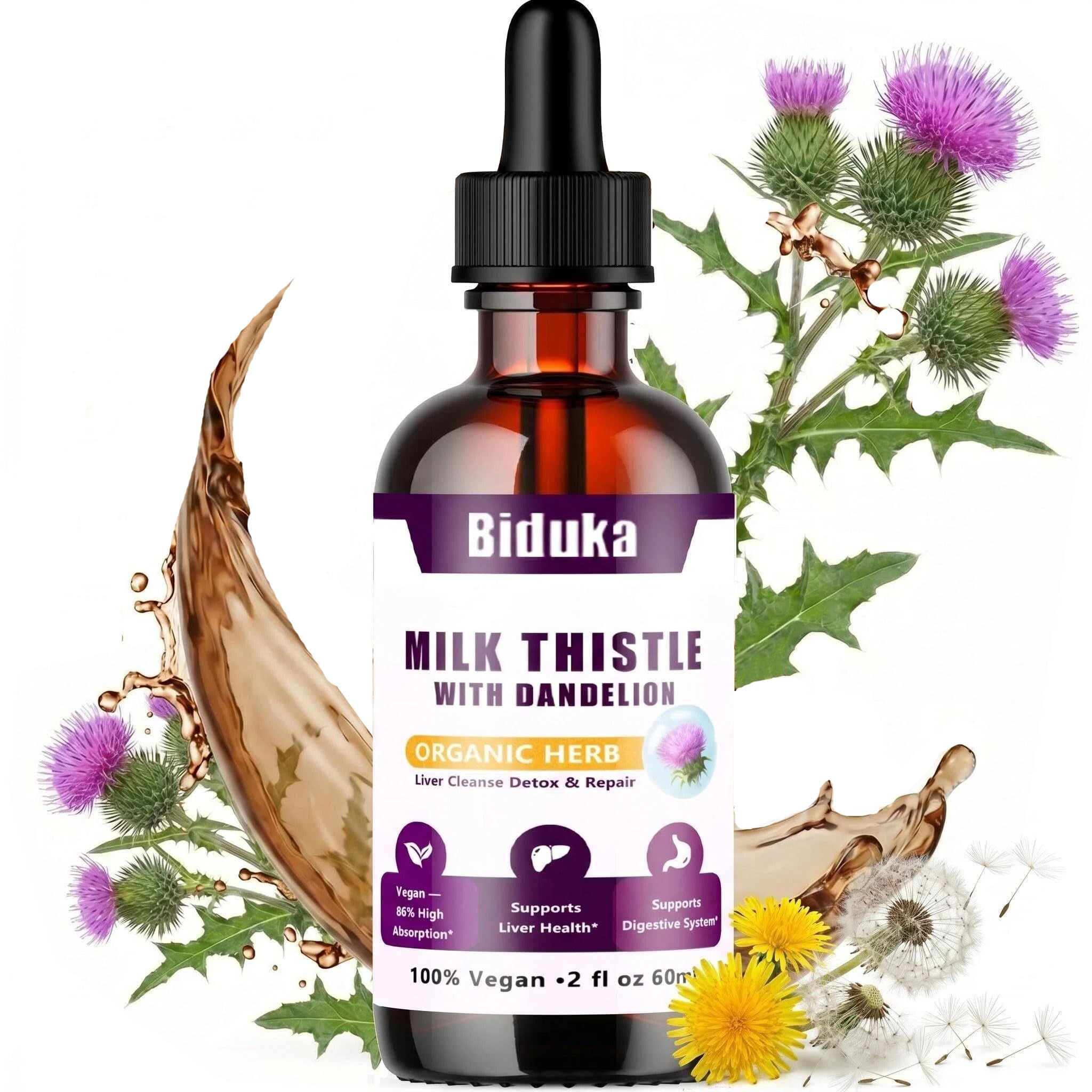 Milk Thistle Liquid Drops with 80% Silymarin, 98% High Absorption Liver Support, Vegan Gluten-Free GMO-Free, Extra Strength, 2Fl Oz