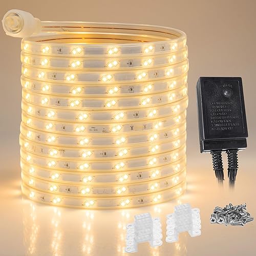 WYZworks Tira de luz LED de 16 modos de luz blanca cálida de 25 pies, SMD 2835, impermeable, conectable, permanente, para exteriores, certificado disponible en Yaxa Costa Rica