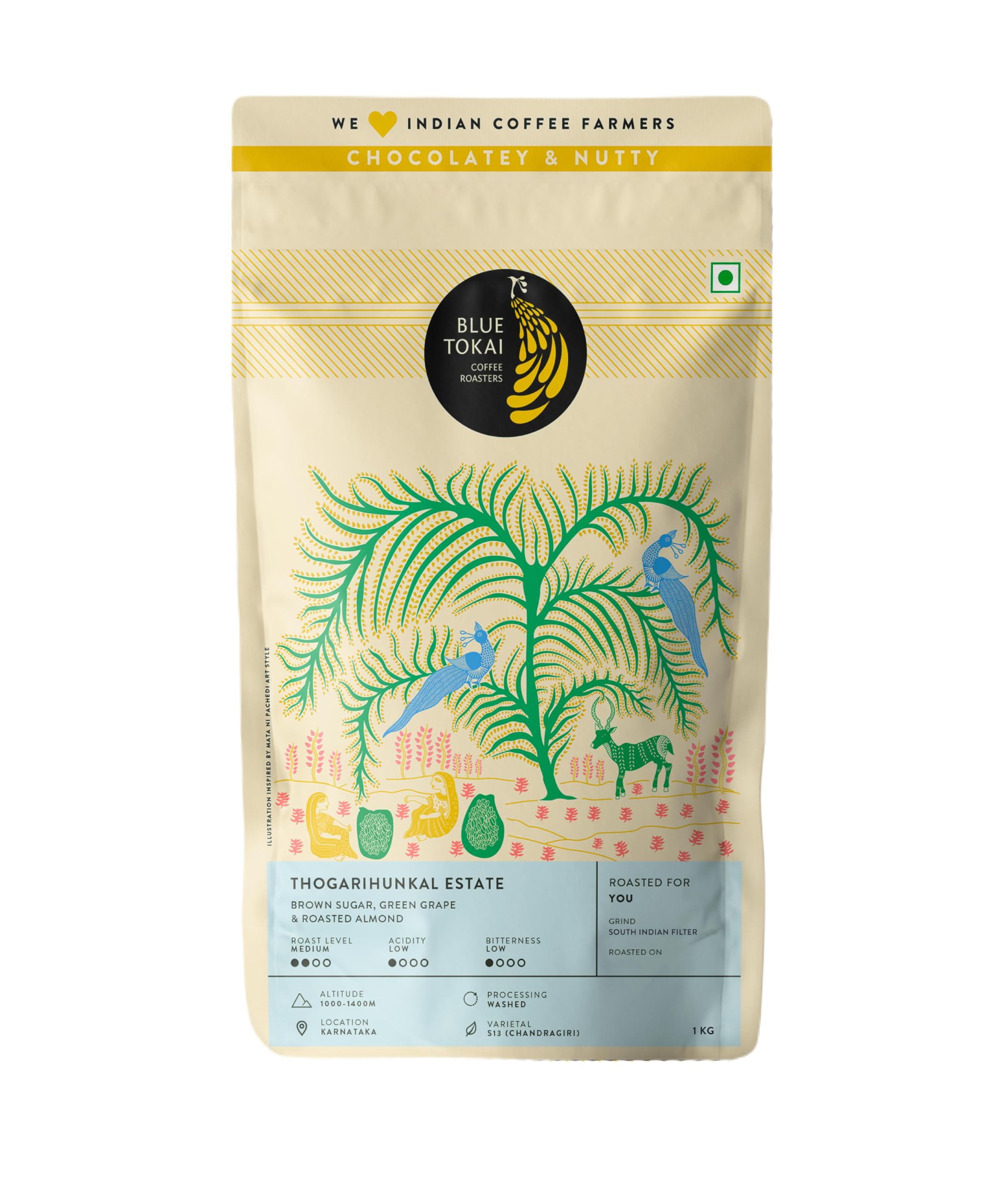 Blue Tokai Coffee Roasters Thogarihunkal Estate Washed - Medium Roast (South India Filter) 1Kg | Made With 100% Specialty Grade Arabica Freshly Roasted Ground Coffee, Bag (B0B51G7DTF) Amazon Price History, Amazon Price Tracker