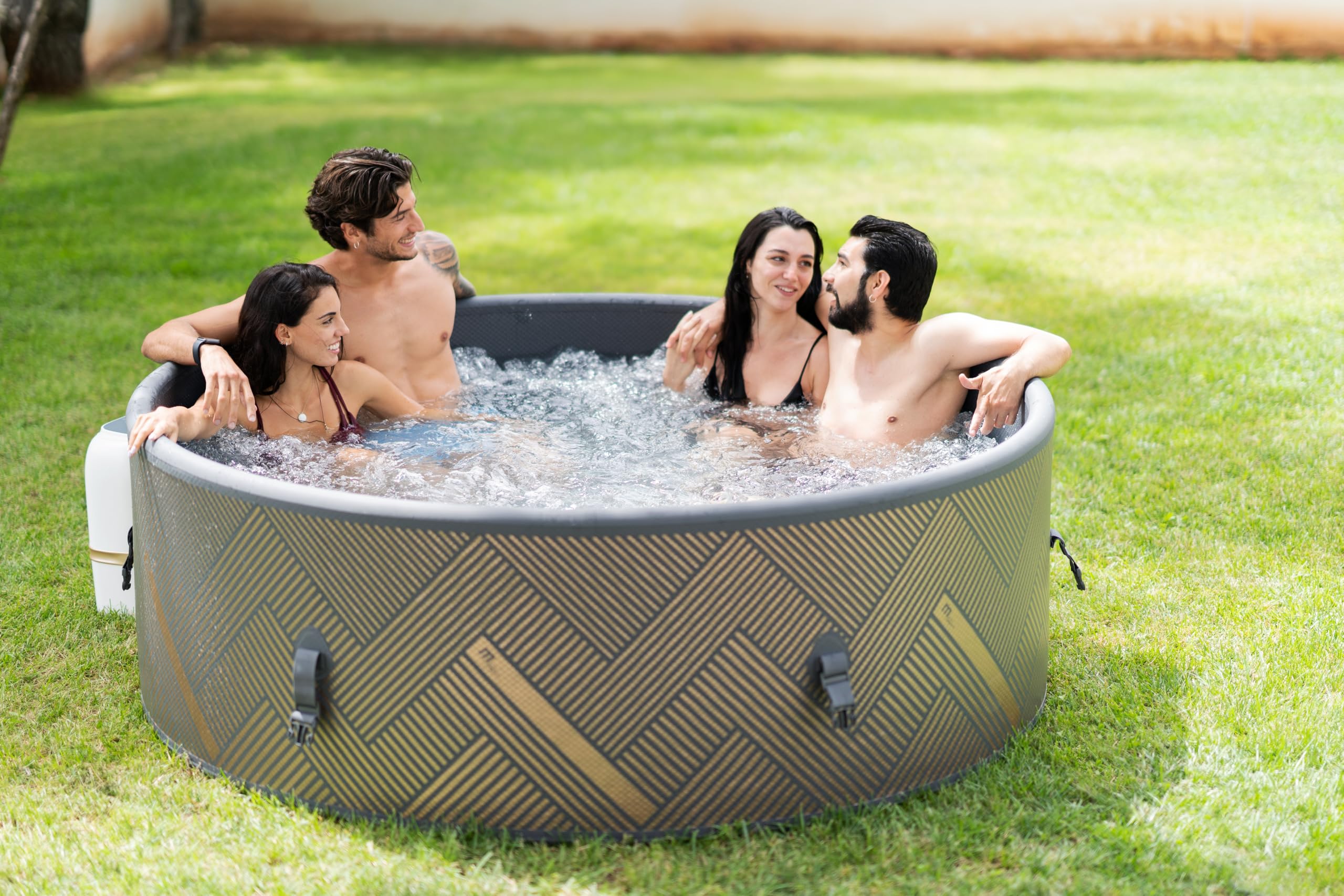 MSpa Whirlpool Mono Eco 192x192x65 cm – Aufblasbarer Whirlpool für 8 Personen mit 144 Massagedüsen, PTC-Heizung, UVC+ Desinfektion, Anti-Frost-System, App-Steuerung & Rhino Tech™ 6-Schicht-Material