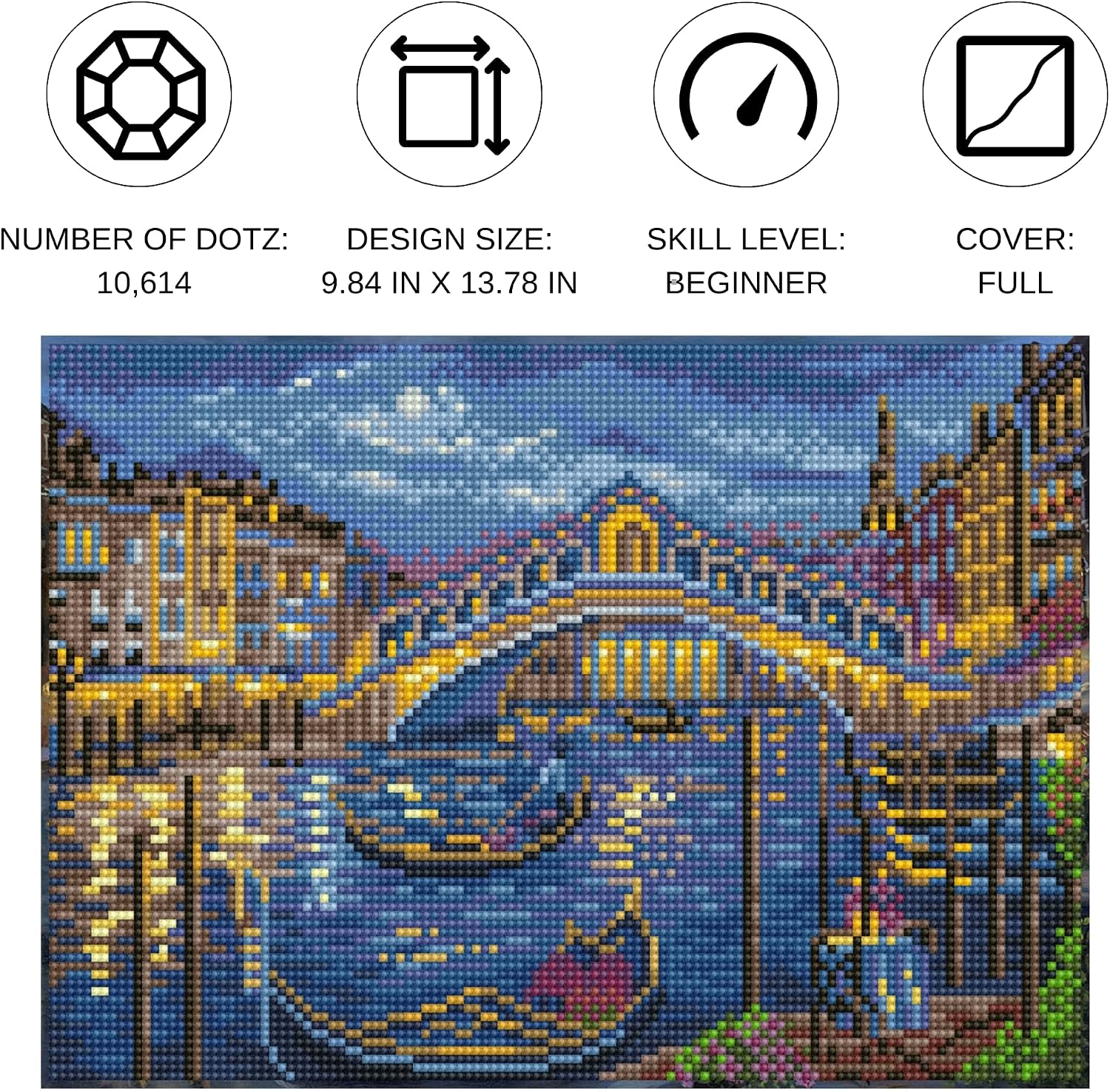 DIAMOND DOTZ Evening Stroll to the Rialto Bridge Diamond Painting Kits for Adults - Diamond Art Kits a Relaxing Creative Craft Kit with Dotz Gems 9.8x13.8
