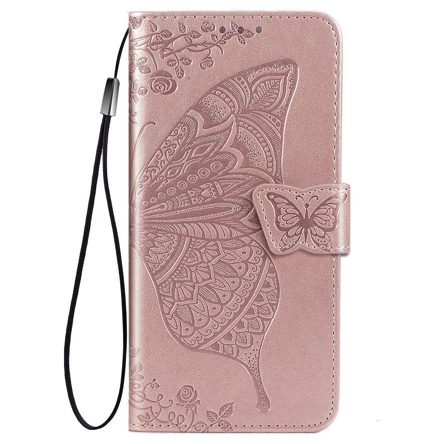 LEMORRY Custodia Portafoglio Per Realme 9 Pro In Pelle PU Con Slot Carte E Supporto - Morbida TPU, Cover Protettiva (Oro Rosa)