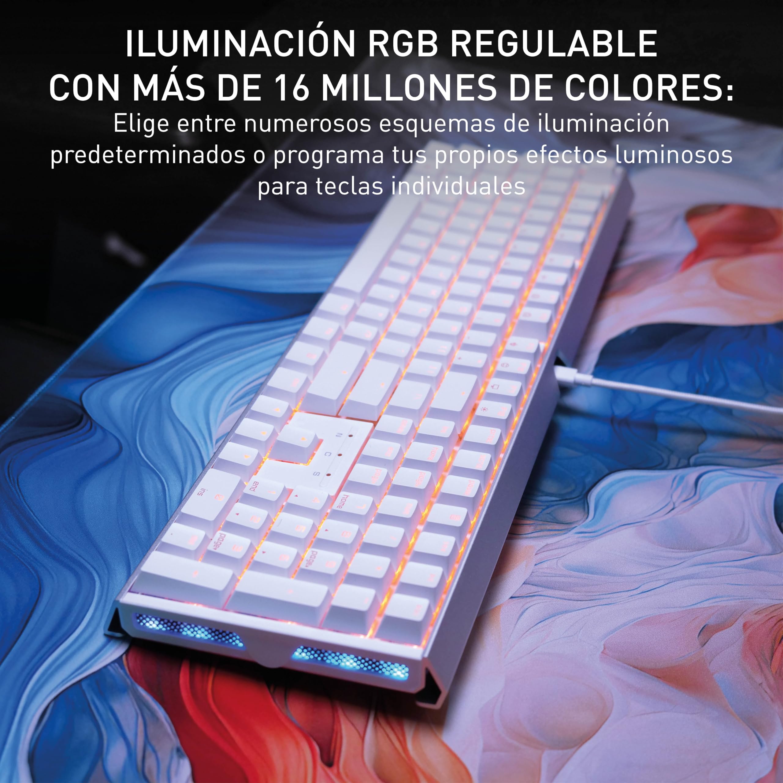 Cherry XTRFY MX 3.1, Teclado Gaming mecánico, distribución de Teclado francés (AZERTY), iluminación RGB, Carcasa de Aluminio, conexión USB-A, switches MX2A Red, Blanco