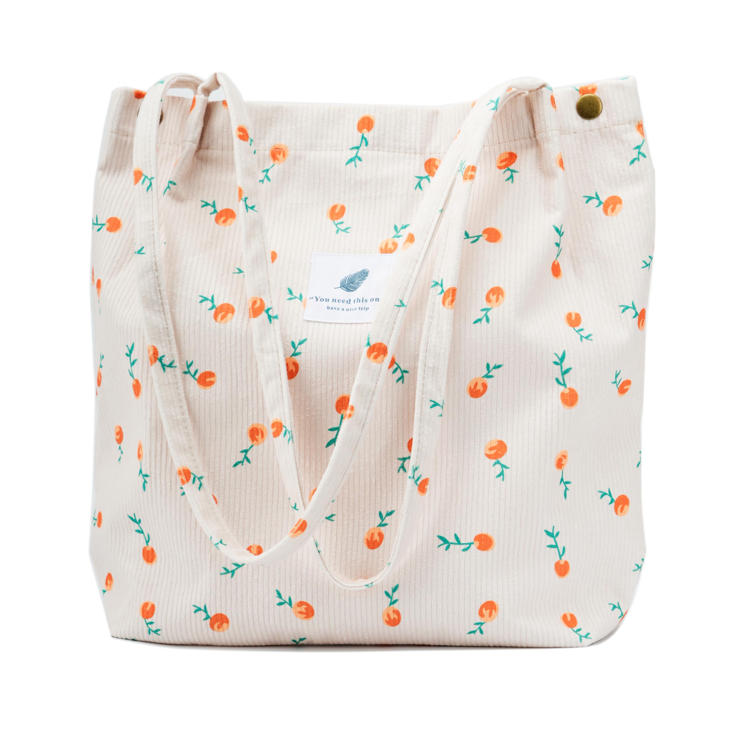 TOPASION Cute Corduroy Tote Bag Canvas Shoulder Handbags for Women Travel Shopping