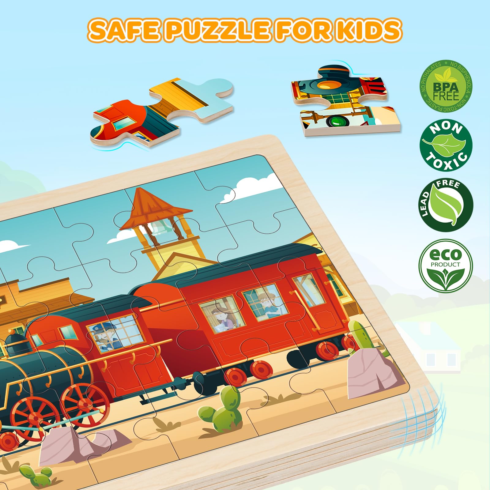 Puzzles für Kinder von 4 bis 6 Jahren, 4 Packungen mit 24 Holzpuzzles für Kinder von 2 bis 4 Jahren, Vorschulpädagogisches Spielzeug, Spielzeug für Jungen und Mädchen von 3 4 5 6