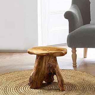 GREENAGE Cedar Roots Mushroom Stool Naturally Shaped Wood Stump Side Table Stand Home Décor End Table, 12" x 15" x 13" Height, Indoor Outdoor Stool End Table