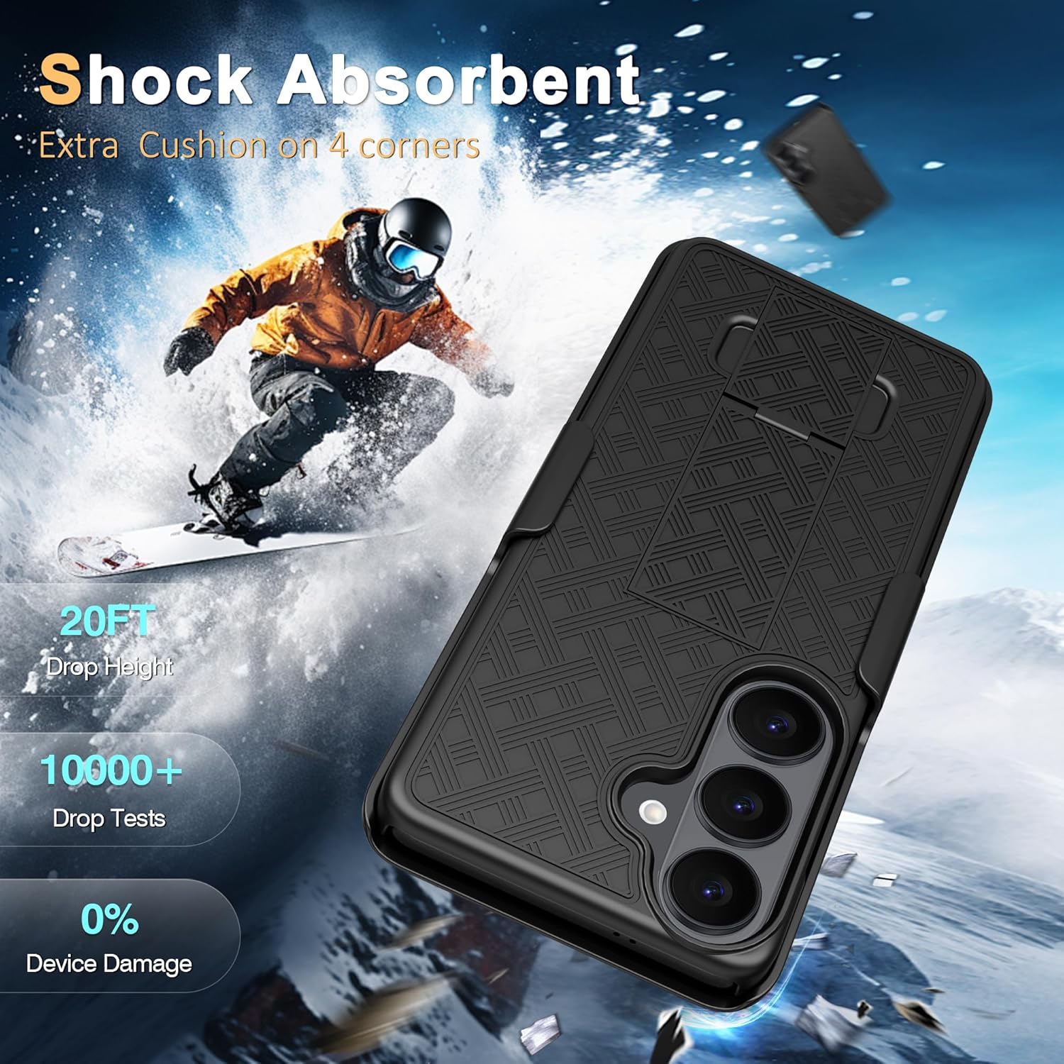 Fingic for Samsung Galaxy S26 Case with Belt Clip Holster Case Slim Combo Shell with Kickstand Swivel Holster Rugged Shockproof Antiscratch Full Body Protective Cover for Galaxy S26 6.3", 2026, Black