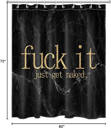 Miniatura 8 de ECOTOB Fuck it Just Get Naked Marble Shower Curtain, Gold Font on The Black Luxurious Marble Bathroom Shower Curtain, Modern Abstract Art Bath