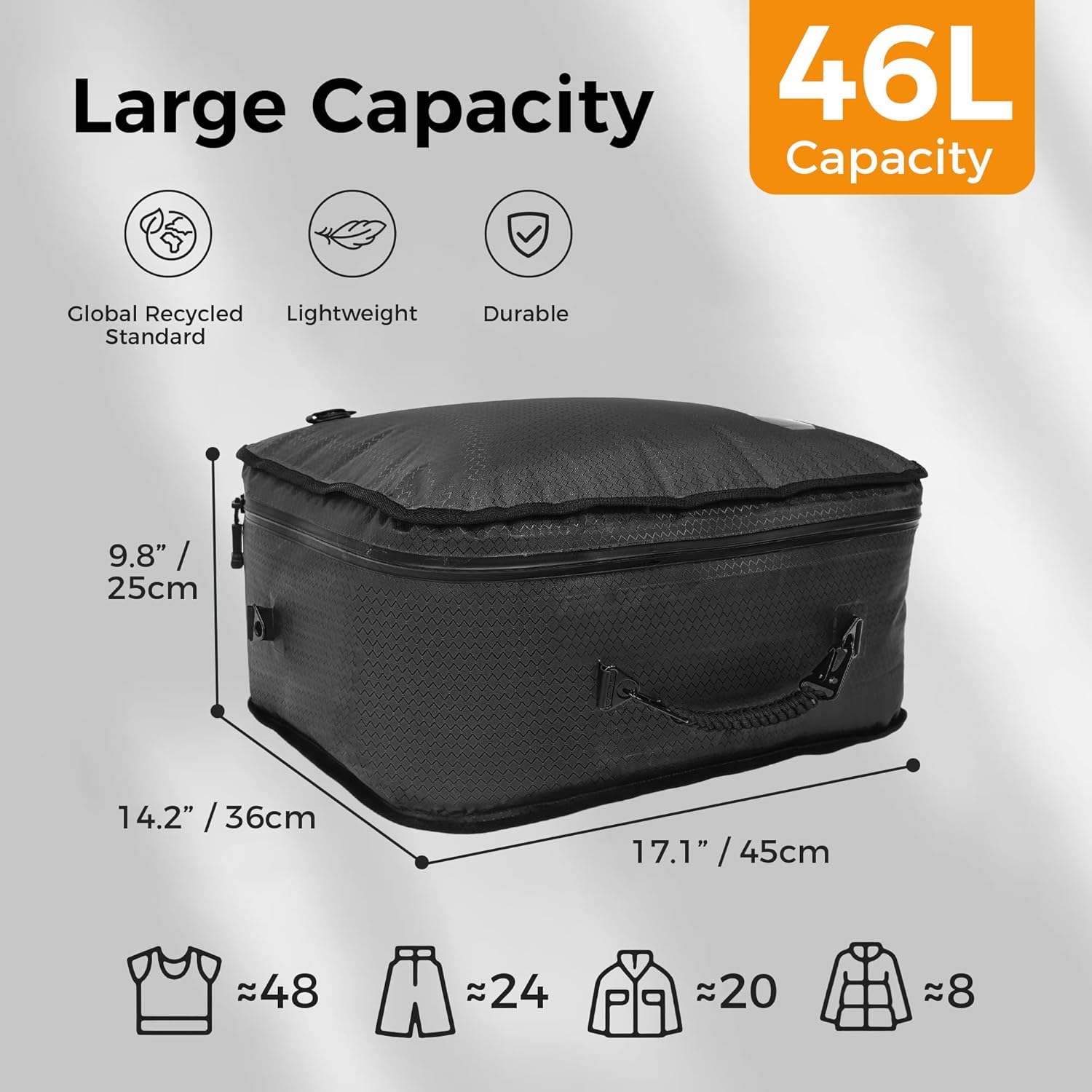 ZPO Travel Vacuum Bags with Pump, IP68 Waterproof Reusable Vacuum Seal Bags for Clothing Travel, 46L Compression Bags for Carry On Suitcases and Backpack (2 Pack+Pump)