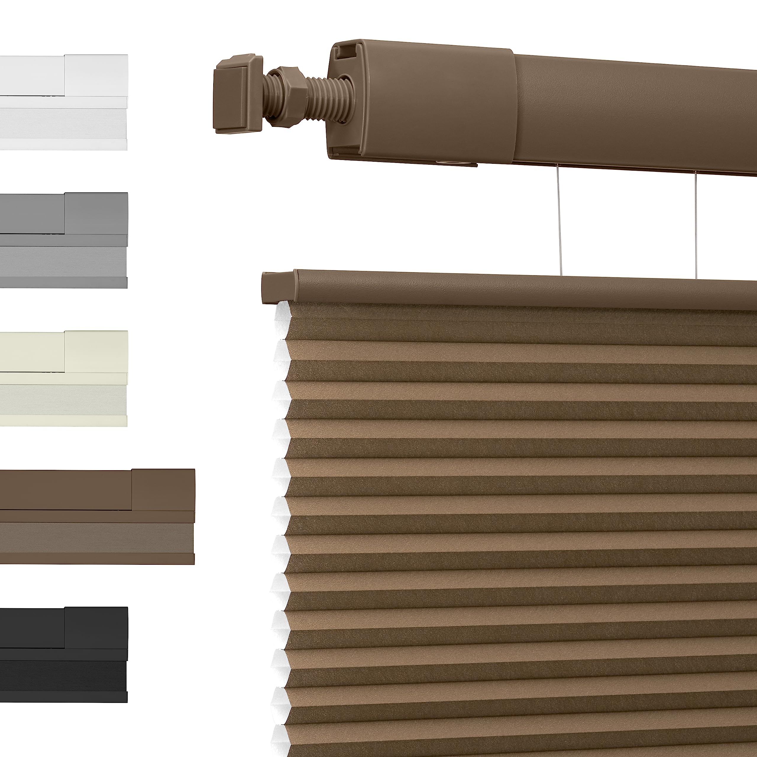 Top Down Bottom Up Light Filtering Cellular Shades No Tools No Drill Cordless Honeycomb Blinds for Home Offcie Windows Shades Easy to Install,Brown