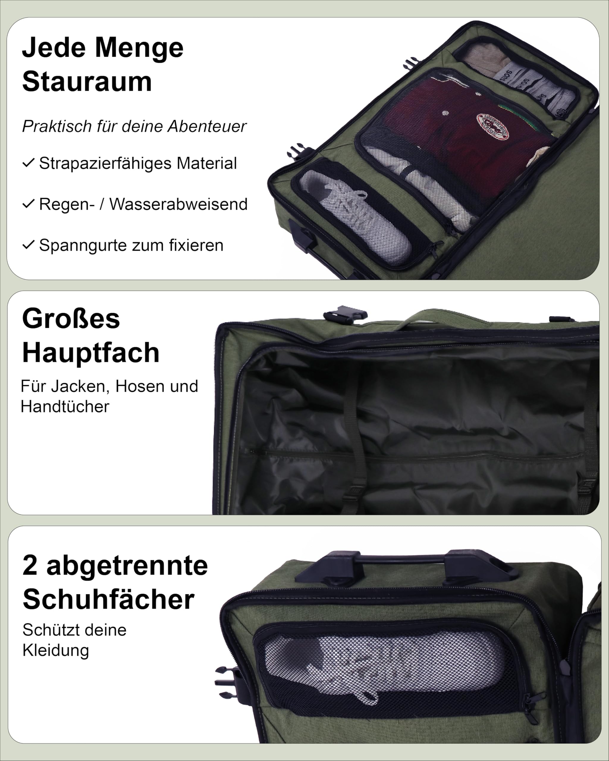 Große Reisetasche mit 2 Rollen Rollkoffer 80 cm Koffer Sporttasche Reise-Trolley