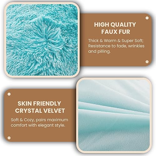 Miniatura 6 de MEGO Funda de almohada de felpa lanuda para el cuerpo, funda de almohada de piel sintética color menta, 20 x 54 pulgadas, estilo bohemio, funda de