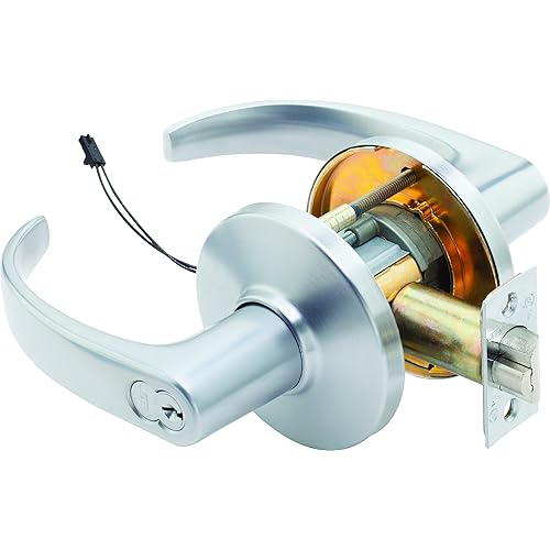 Stanley 9KW37DEU14DS3626 Best Access Systems 9KW Series Electrified Cylindrical Lock, Curved Return with Lever Design (14), Satin Chrome