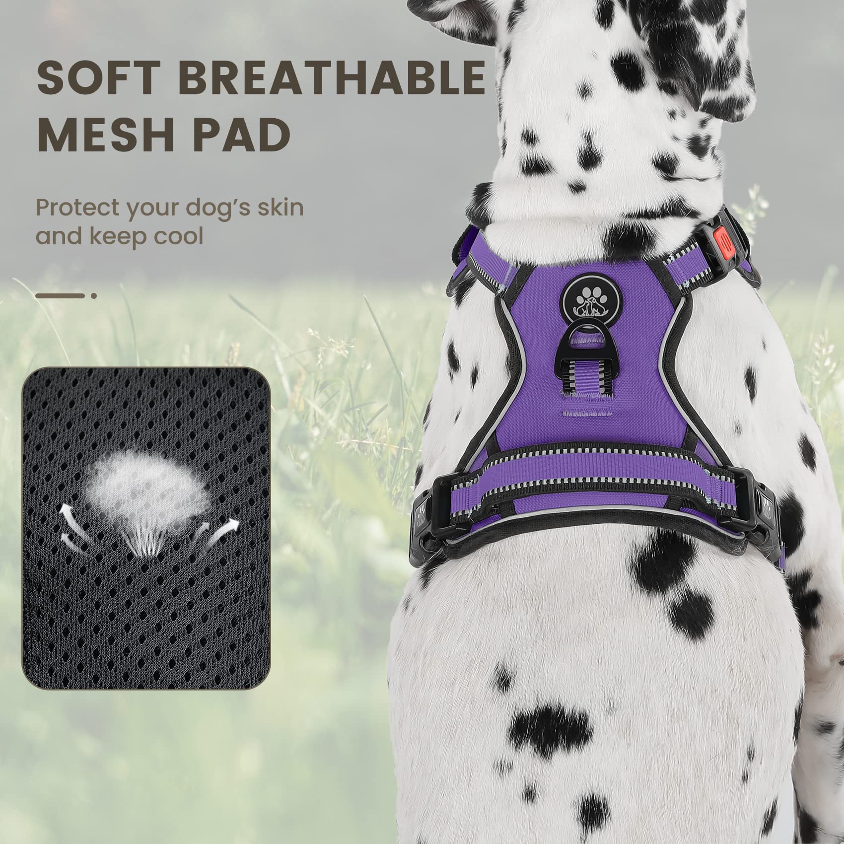FURRYFECTION No-Pull Dog Harness Medium Dogs, Purple - Image 2