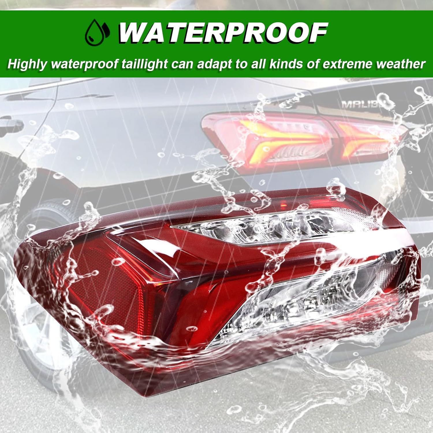 LED Tail Lights Compatible with Chevy Malibu 2019 2020 2021 2022 Outer Rear Taillight Assembly Brake Lamp Left Driver Side Replace 84595944 GM2804143