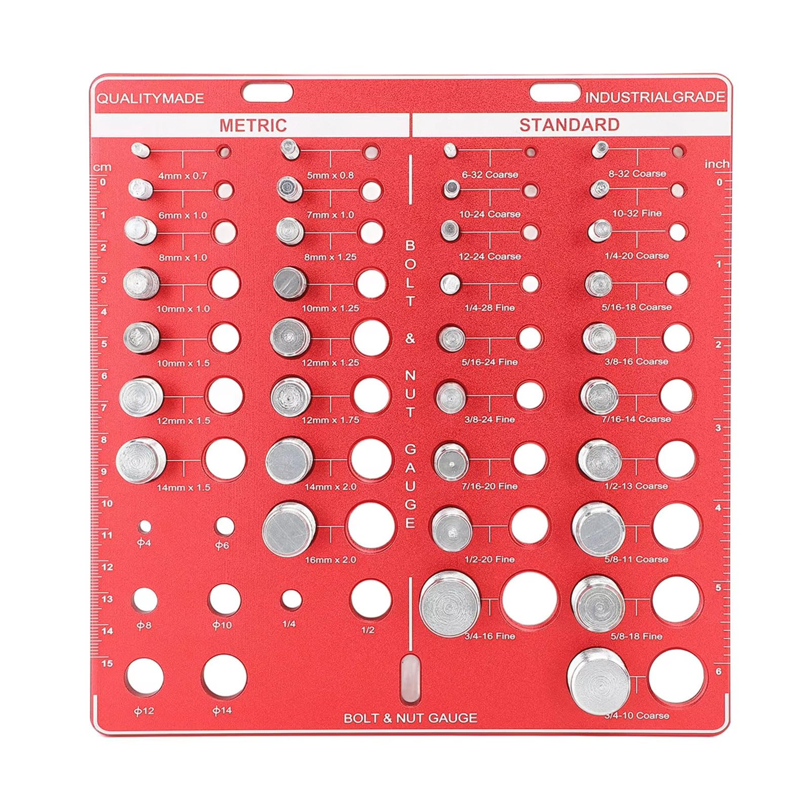Ljmyy 34 Hole Nut Checker Metric Size Gauges Strong Aluminum Nut Thread Gauges Tool Simple to Operate for Accuracy Measurement