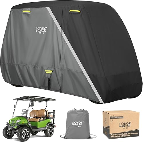 Vista 15 de 10L0L Funda resistente para carrito de golf 650D para 2/4/6 pasajeros EZGO, Club Car y Yamaha, protección exterior resistente a la intemperie Negro