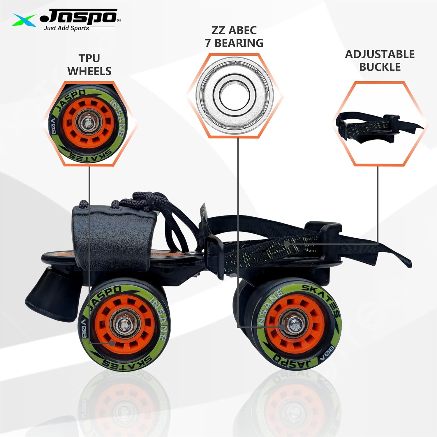 Jaspo Insane Adjustable Roller Blade Speedwheel Skates Suitable for Age Group (6-14 Years Unisex) (Pro) (Black/Orange)