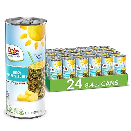 Dole 100 jugo de piña 100 jugo de fruta con vitamina C añadida latas de 84 onzas líquidas 24 latas totales