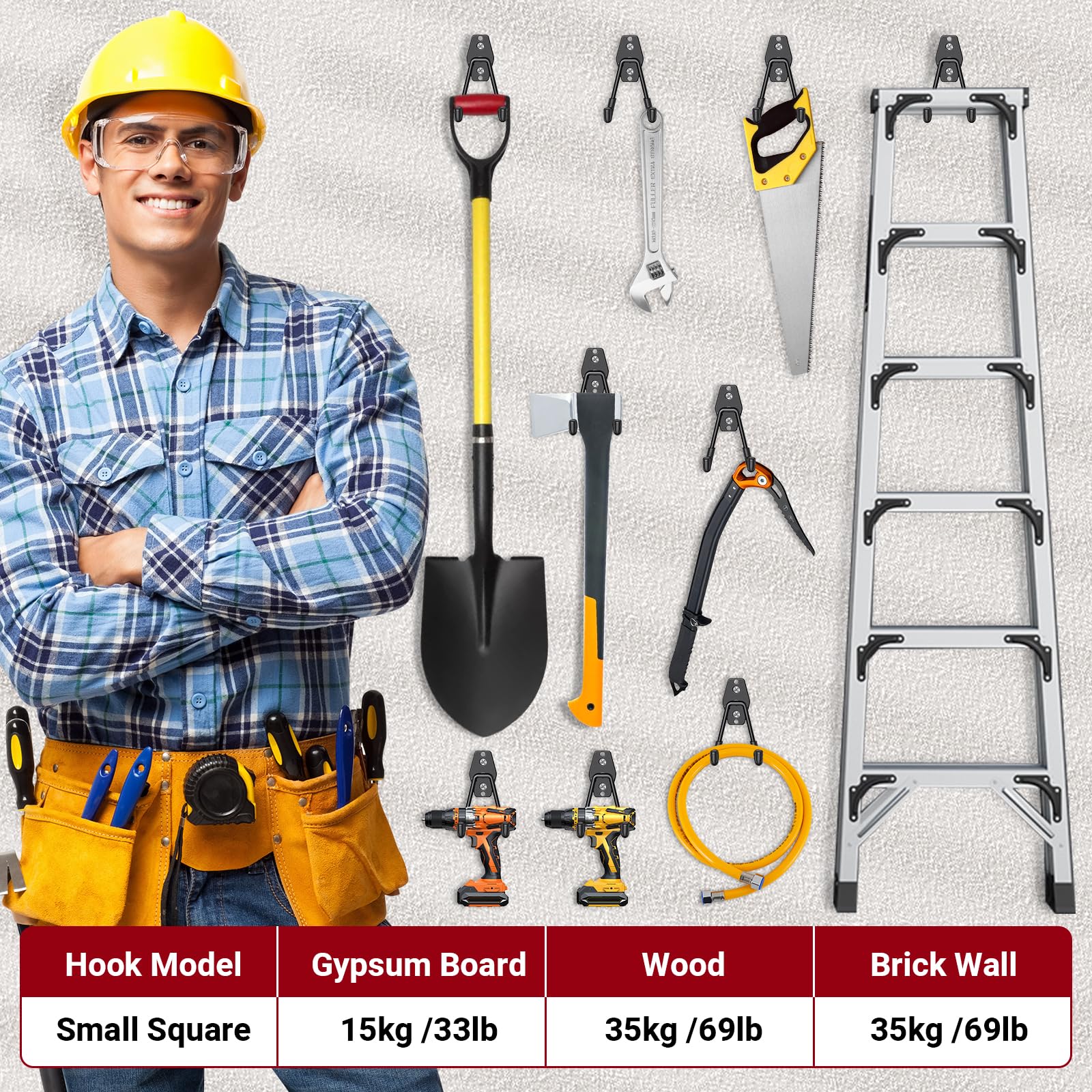 4 Pièces Crochet Garage Murale, Crochet Double De Stockage De Garage, Crochet De Rangement Pour Outil Electrique, Garage, Echelle - Auto