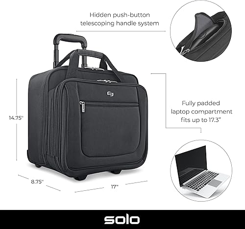 Miniatura 5 de Solo New York Bryant - Bolsa rodante para laptop con ruedas Negro 173 Laptop Bolsa rodante para portátil