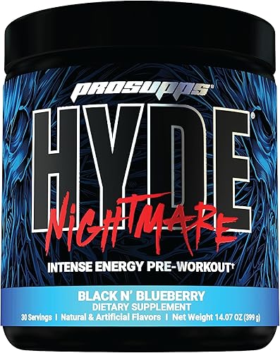 Miniatura 1 de PROSUPPS Hyde Nightmare - Bebida energética en polvo para preentrenamiento, energía intensa, enfoque mental y alto rendimiento, cargada con