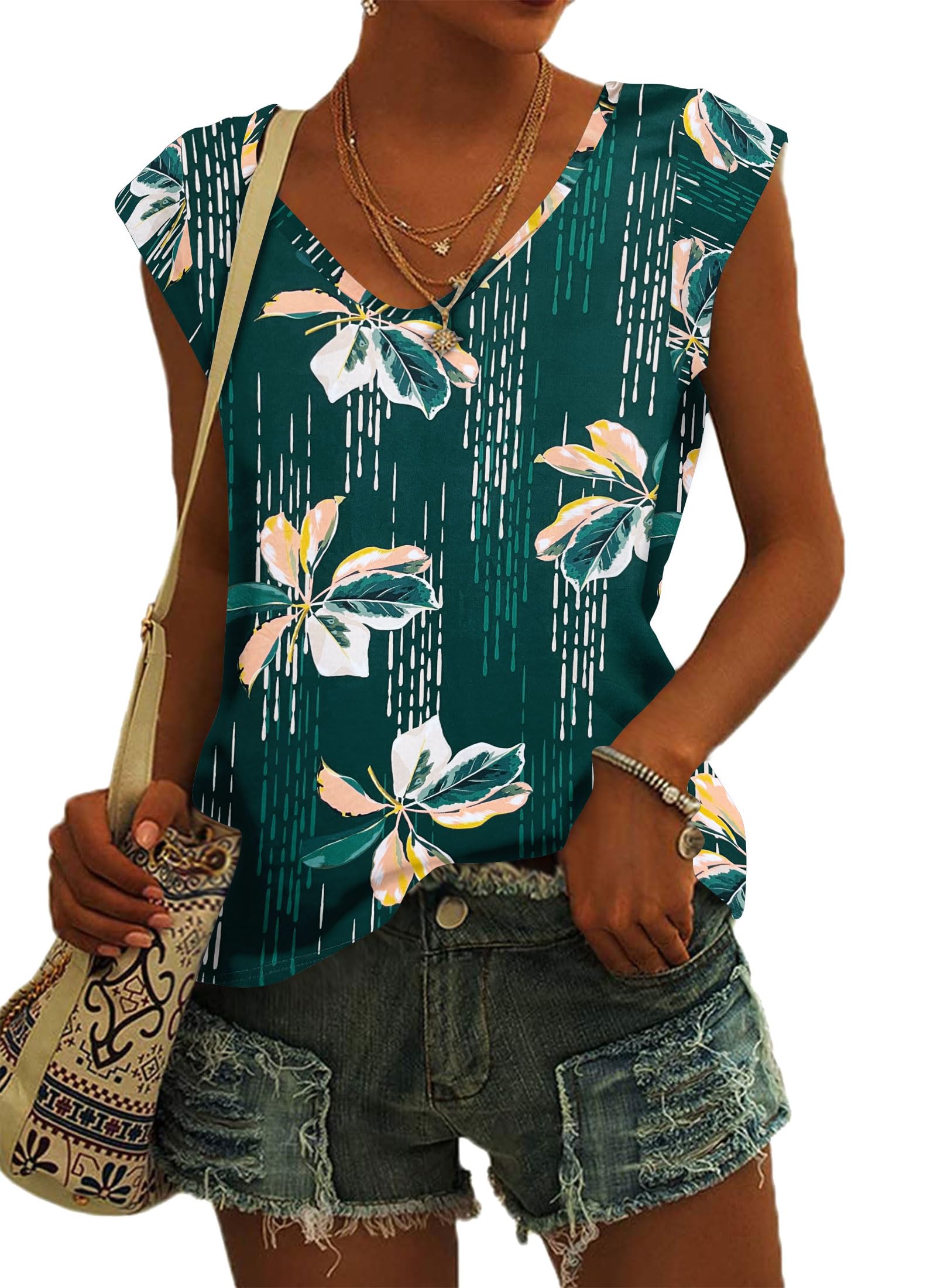 NARRAME Damen-T-Shirt mit Flügelärmeln Sommer-Tanktop schlicht lässig lockere Passform Oberteile Blusen