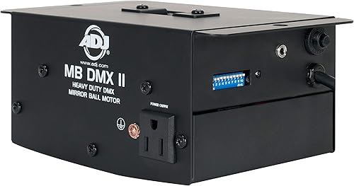 American DJ Motor de bola de espejo resistente controlable DMX de 20 pulgadas máx. La bola de espejo también tiene salida conmutable de encendido y