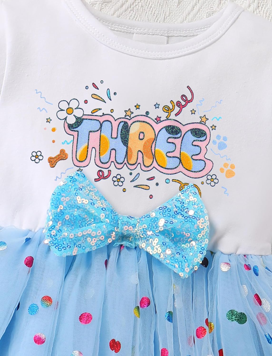 IMEKIS Toddler Birthday Girl Sparkle Confetti Ruffle Tutu Dress Dog Ears Hair Clips Outfit Cake Smash Photo Shoot 1-6T - Image 6