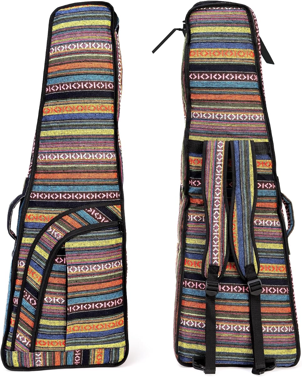 Mini Strat Gig Bag with 10mm Padding, Shoulder Strap and Carry Handle, Vintage Electric Guitar Storage Case Bag - Bohemian Style
