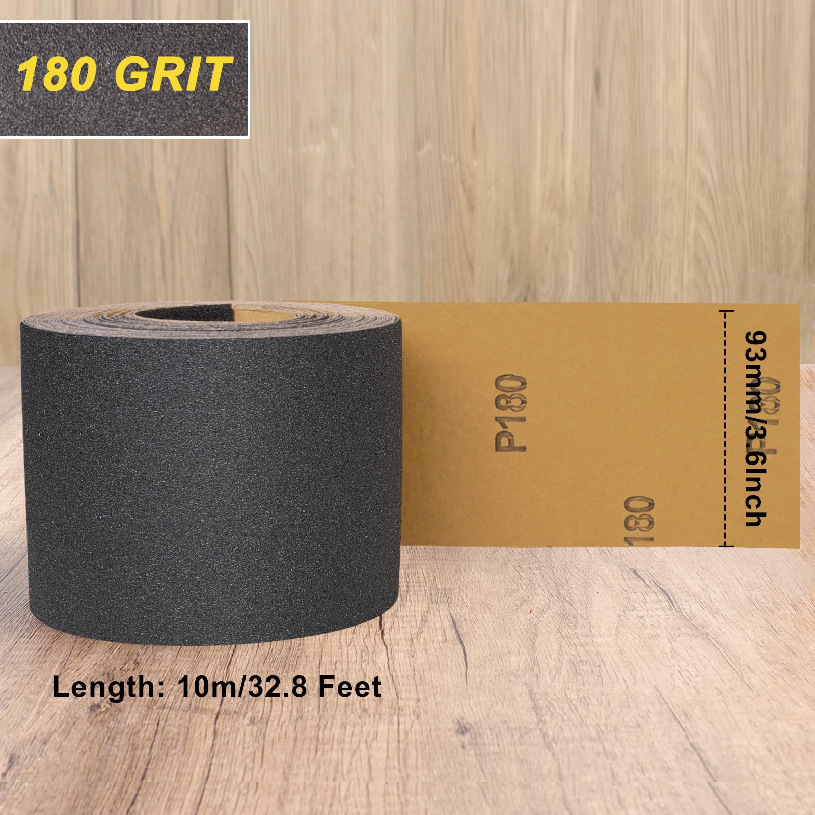 Shineboc 180 Grit Sandpaper Roll, 93mm x 10m Wet Dry Silicon Carbide Longboard Sand Paper for Automotive Metal Wood Sanding&Polishing - Image 2