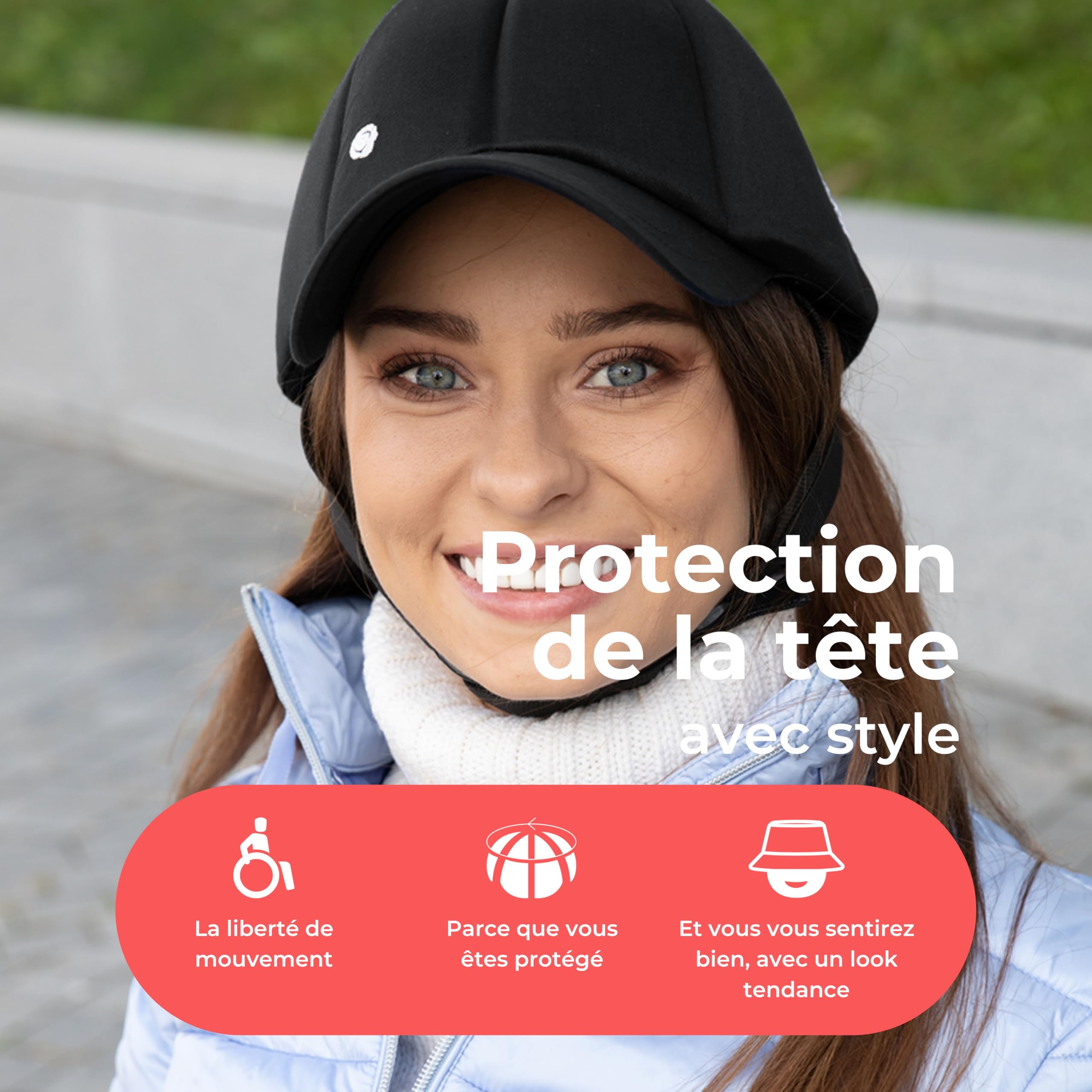 Ribcap Casquette Baseball Noir | Casque Souple pour épilepsie et Chutes