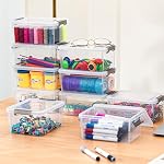 Citylife 1.2L 10 Pack Small Storage Bins Plastic Storage Container Stackable Box with Lids for Organizing, Clear White