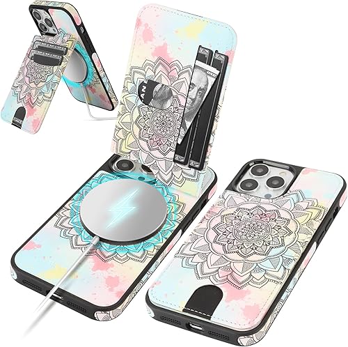 Miniatura 10 de Funda compatible con Magsafe para iPhone 13 Pro Max con soporte para tarjetas, función atril, bloqueo RFID, ranuras para tarjetas de crédito