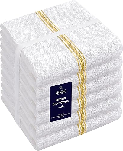 COTTONIVA Toallas de cocina prémium de 16 x 26 pulgadas, 100% algodón hilado en anillo, súper absorbentes, suaves, duraderos, reutilizables, color