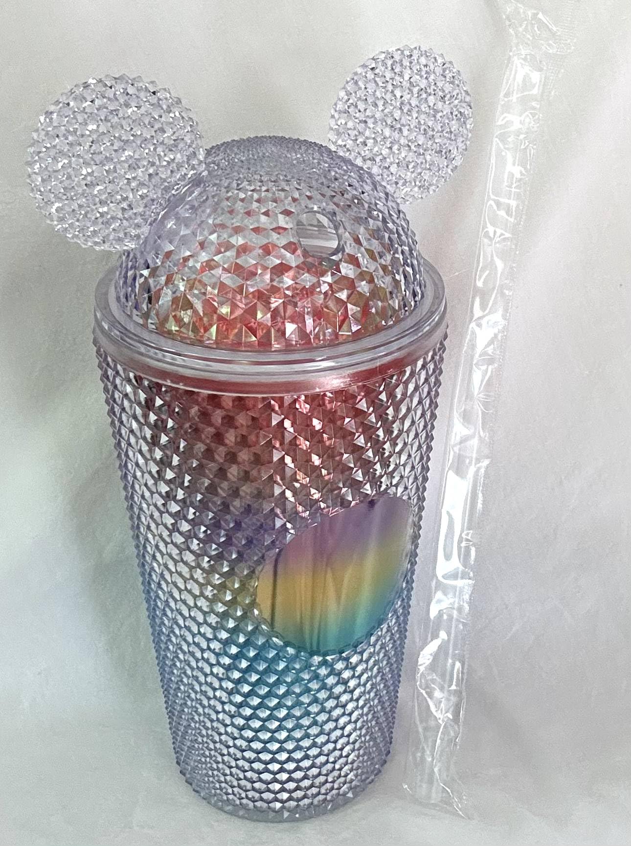 16 oz Tumbler with Mickey Ears on a Dome Lid with Straw (Rainbow), KPD1465