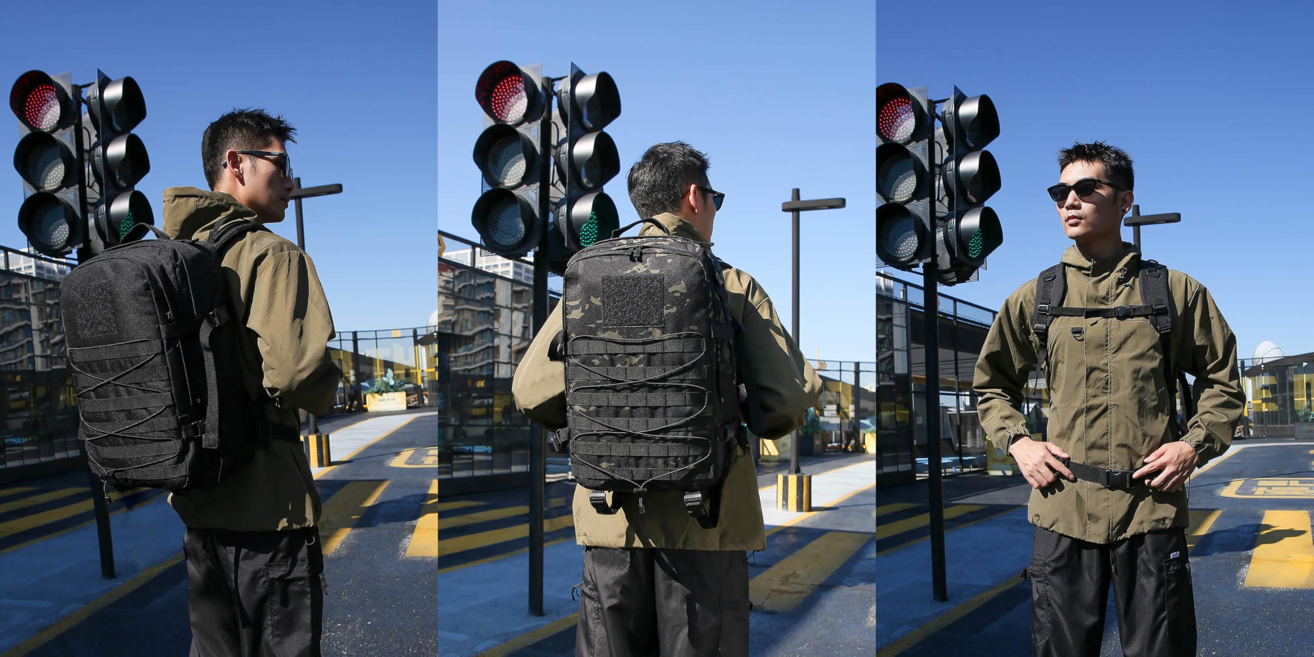 Sac à dos tactique 45 L pour homme, résistant à l'eau, sac à dos militaire MOLLE 600D, grand sac à dos de randonnée avec compartiment pour ordinateur portable de 17", sac à dos de voyage pour trekking