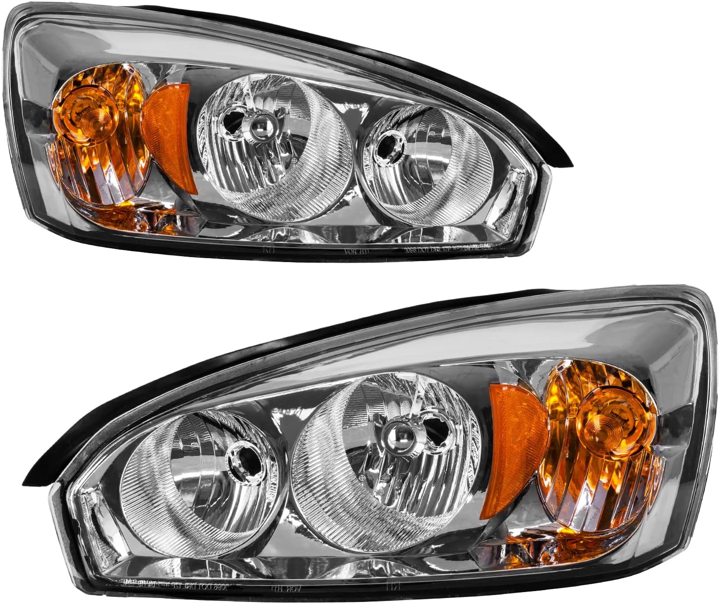 Torchbeam Headlight Assembly Compatible with 2004 2005 2006 2007 Chevy Malibu OE Headlamp Replacement for 2008 Malibu Classic LS/LT Pair Front Headlights Chrome Housing Driver and Passenger Side
