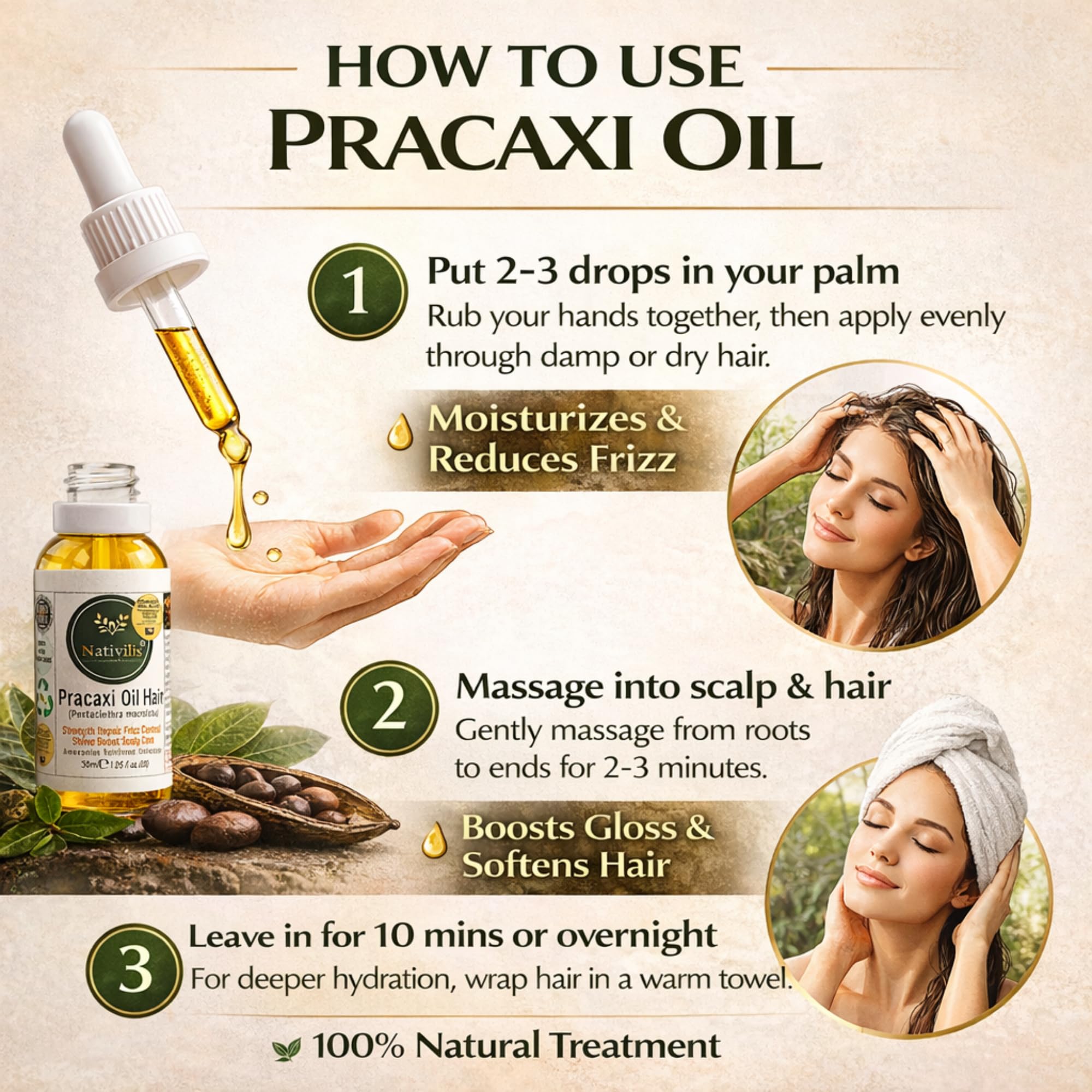 Pracaxi Oil 100% Pure – Amazoner Forest Olejek do włosów i skóry głowy (30 ml) – Anti-Frizz, głębokie nawilżenie i połysk – naturalna pielęgnacja włosów