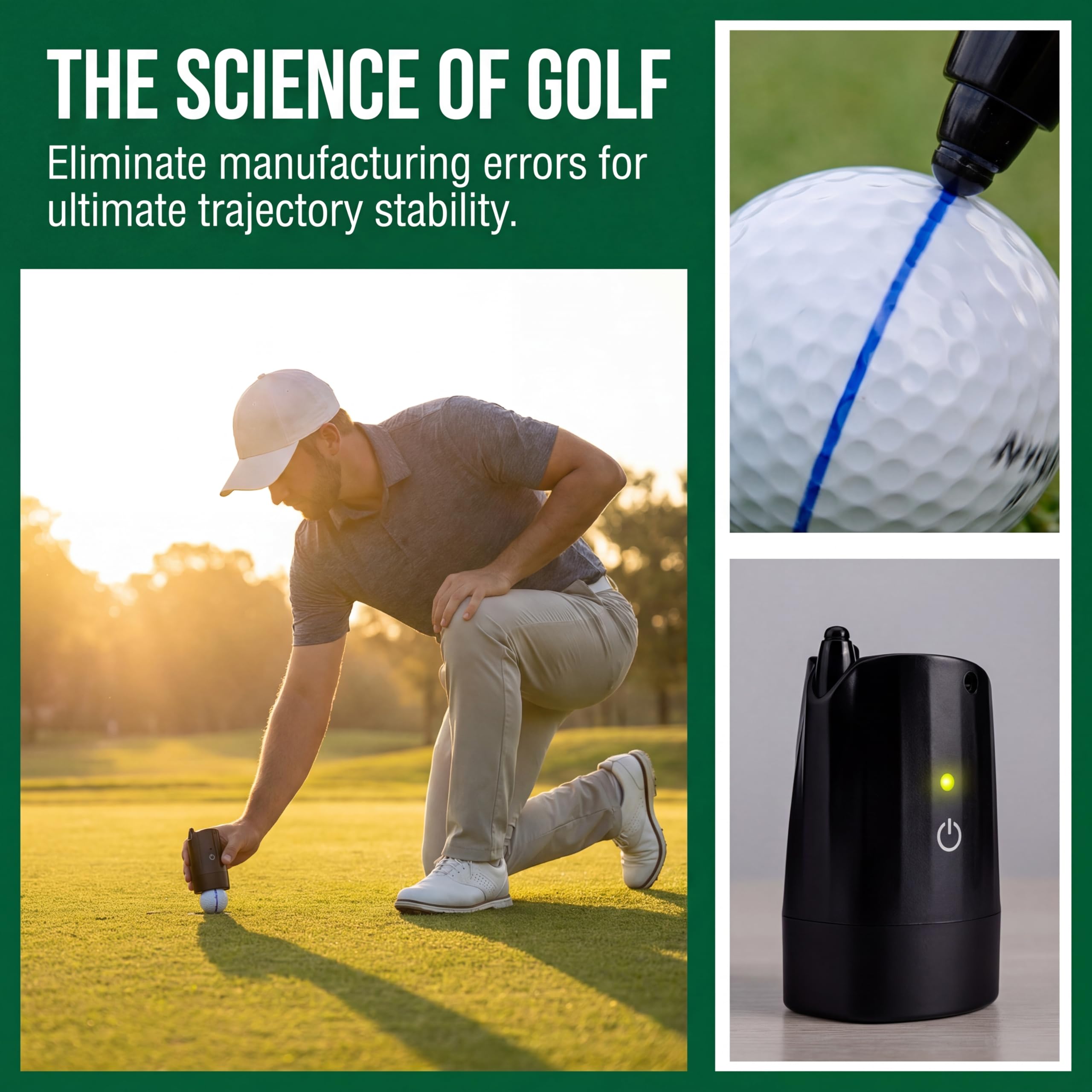 Équilibreur de balle de golf avec dessin automatique par gravité – Design scientifique pour un lancer précis, une précision de conduite améliorée et un outil de marquage d'alignement facile